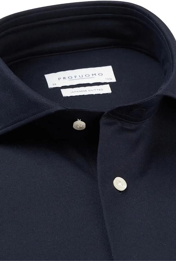 PROFUOMO Heren Overhemden Japanese Knitted Donkerblauw - Foto 7