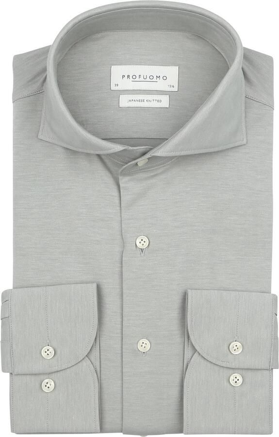 PROFUOMO Heren Overhemden Shirt X-cutaway Japanese Knitted Grijs - Foto 7
