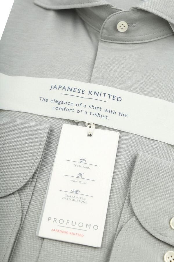 PROFUOMO Heren Overhemden Shirt X-cutaway Japanese Knitted Grijs - Foto 5