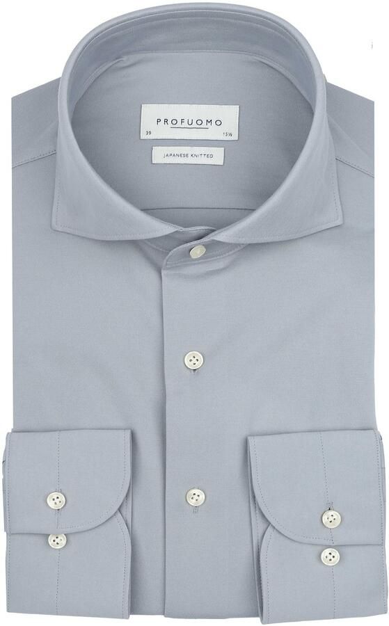 Profuomo Japanese Knitted Overhemd Light Blue