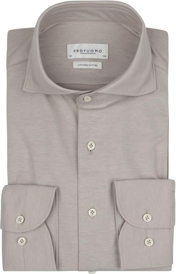 PROFUOMO Heren Overhemden Shirt X-cutaway Japanese Knitted Beige - Foto 13