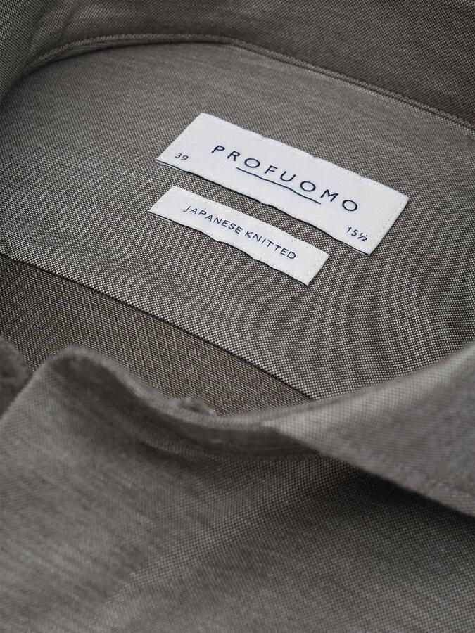 Profuomo Japanese Knitted Overhemd Melange Bruin - Foto 5
