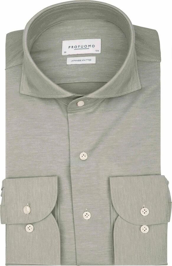 Profuomo Japanese Knitted Overhemd Melange Groen