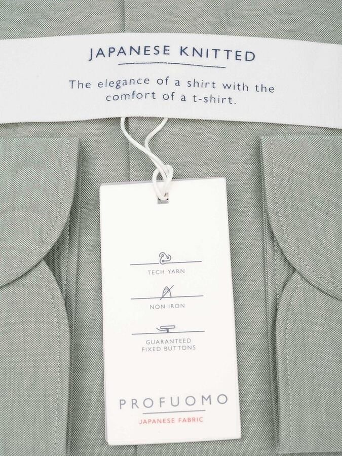 Profuomo Japanese Knitted Overhemd Melange Groen - Foto 2