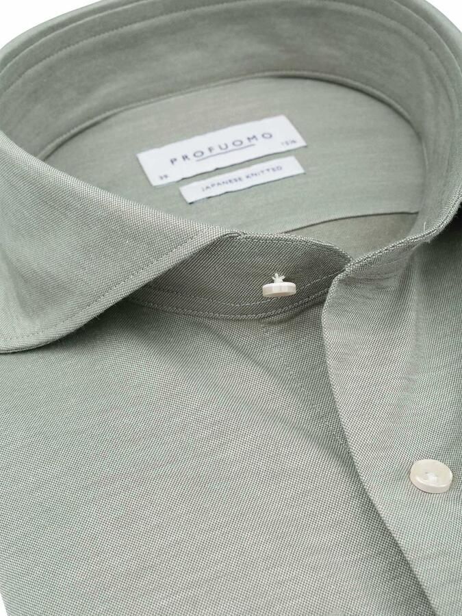 Profuomo Japanese Knitted Overhemd Melange Groen - Foto 3