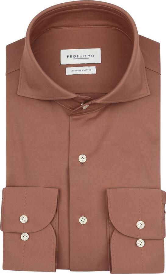 Profuomo Japanese Knitted Overhemd Red Clay
