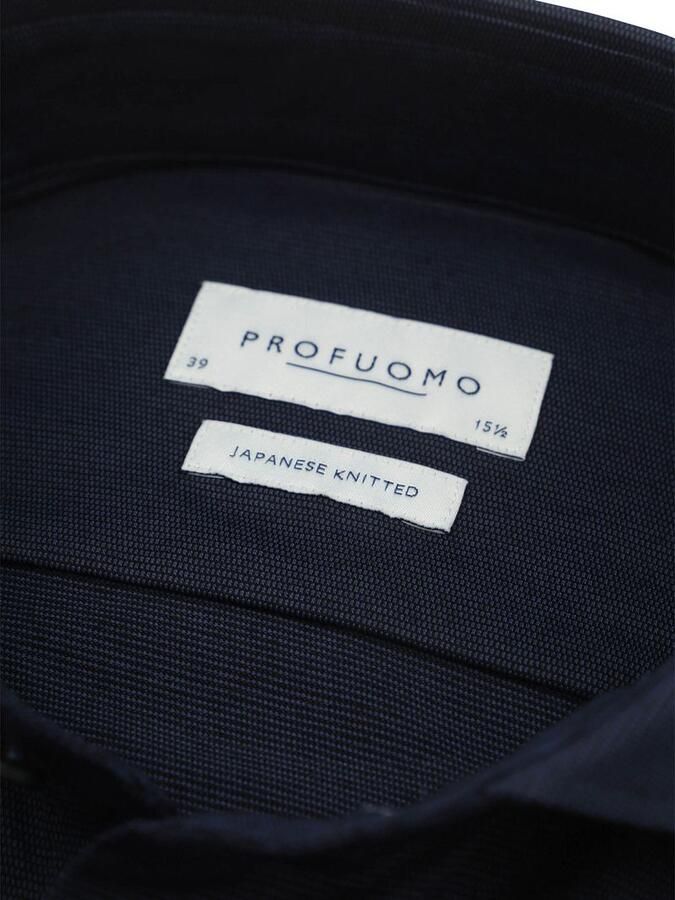 Profuomo Japanese Knitted Overhemd Structure Navy - Foto 3