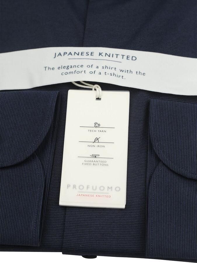Profuomo Japanese Knitted Overhemd Structure Navy - Foto 4