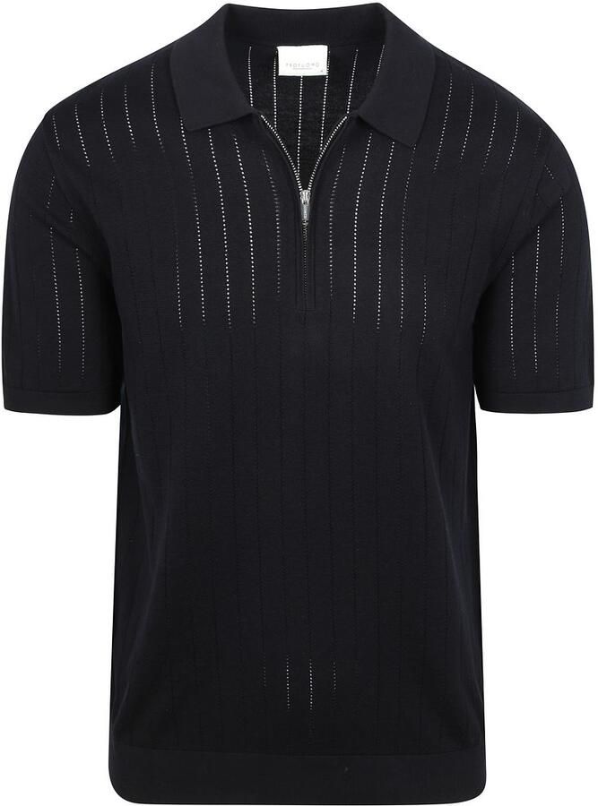 Profuomo Knitted Half Zip Poloshirt Dropneedle Navy