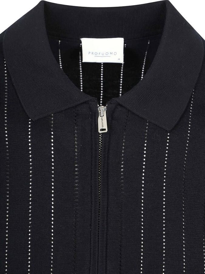 Profuomo Knitted Half Zip Poloshirt Dropneedle Navy - Foto 2