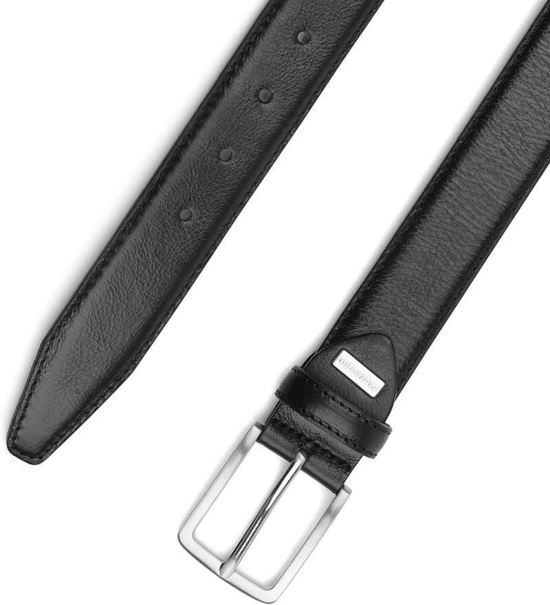 Profuomo riem solid black calf leather