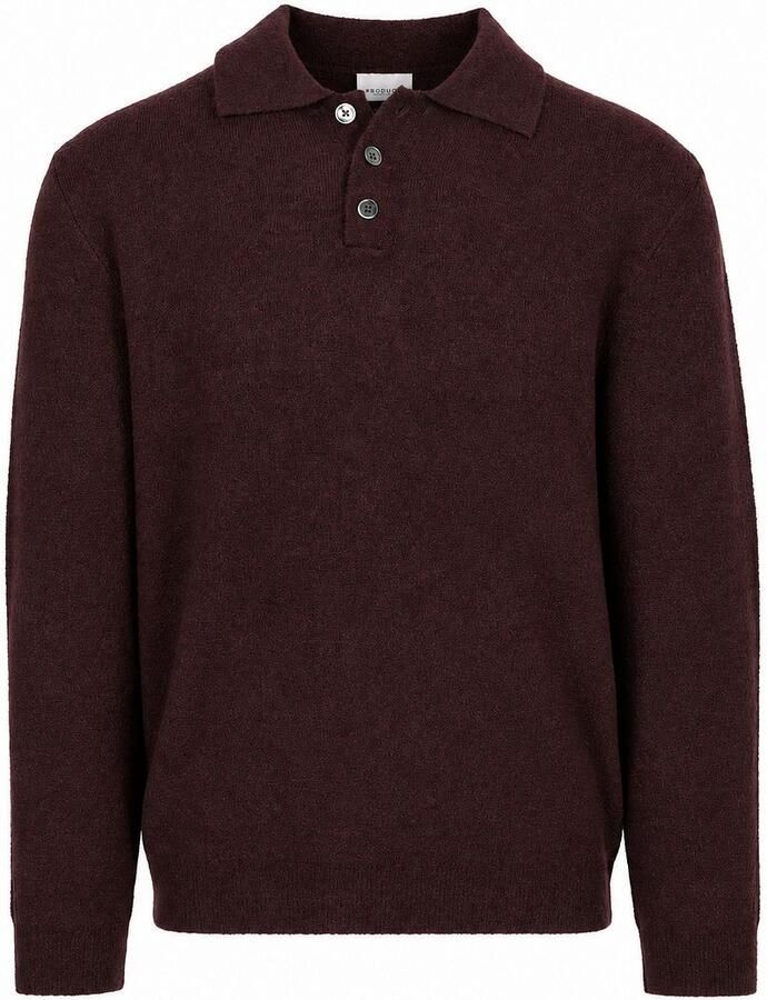 Profuomo Sweater Longsleeve Poloshirt Boiled Wool Aubergine - Foto 3