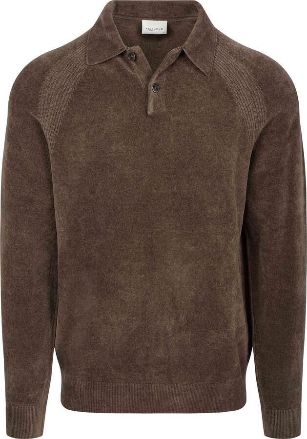 PROFUOMO Heren Truien & Vesten Polo Ls Chenille Beige - Foto 5