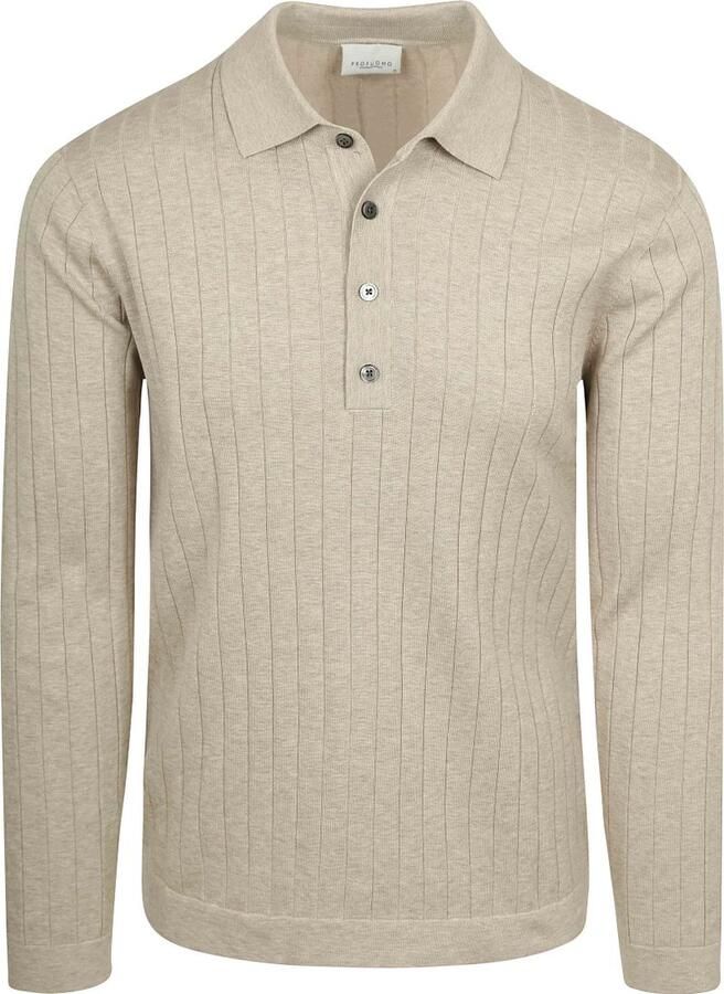 Profuomo Polo Shirt Lange Mouw Longsleeve Poloshirt Dropneedle Beige - Foto 5