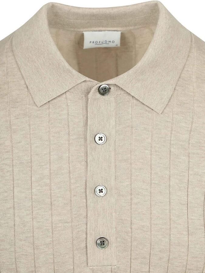 Profuomo Polo Shirt Lange Mouw Longsleeve Poloshirt Dropneedle Beige - Foto 7
