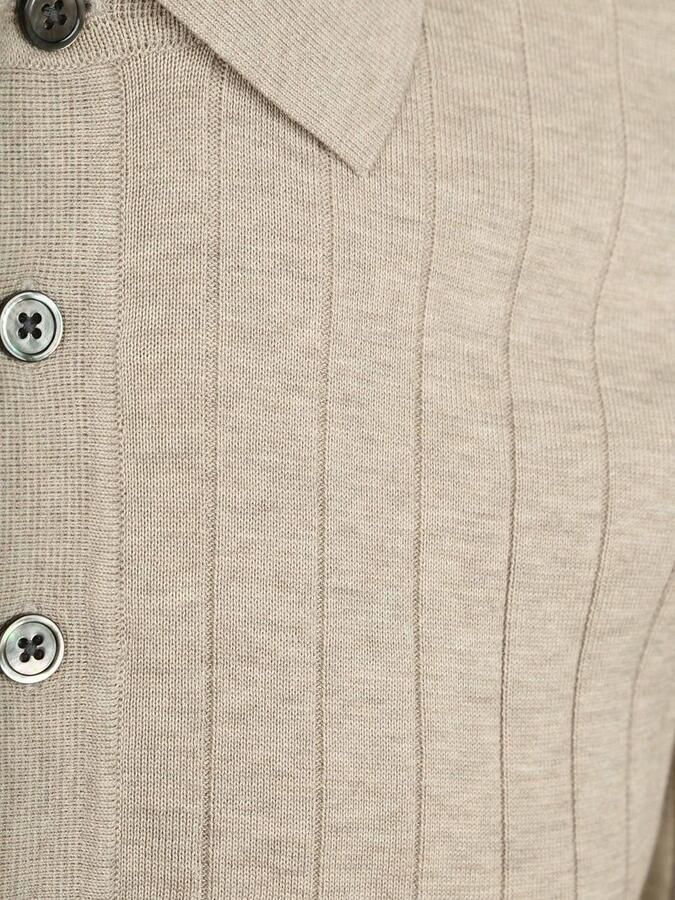 Profuomo Polo Shirt Lange Mouw Longsleeve Poloshirt Dropneedle Beige - Foto 8