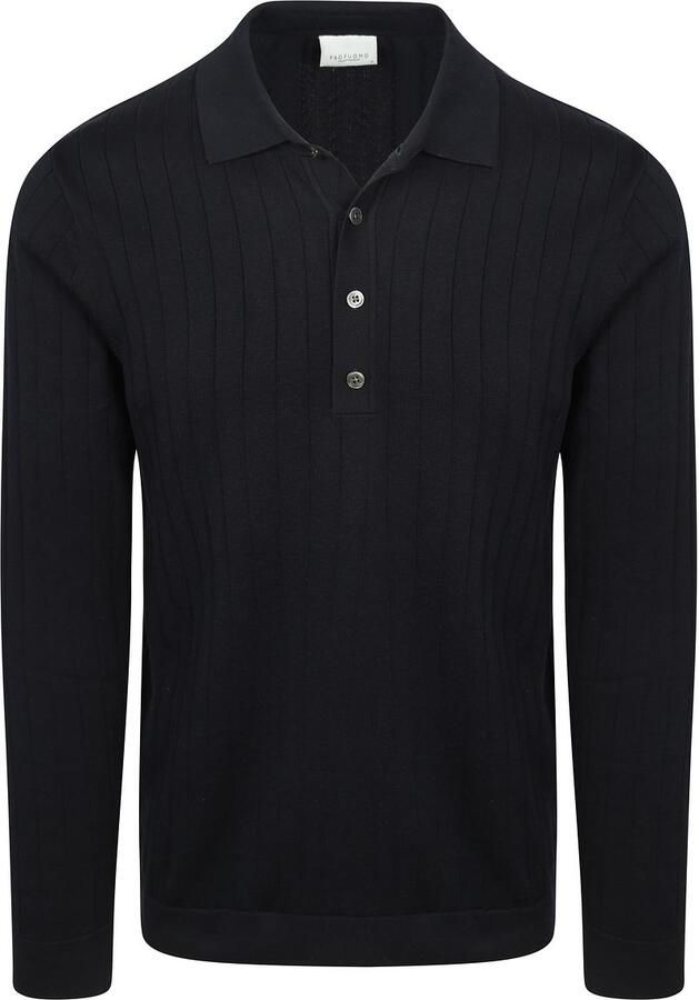Profuomo Gebreide pullover van puur katoen met Polokraag