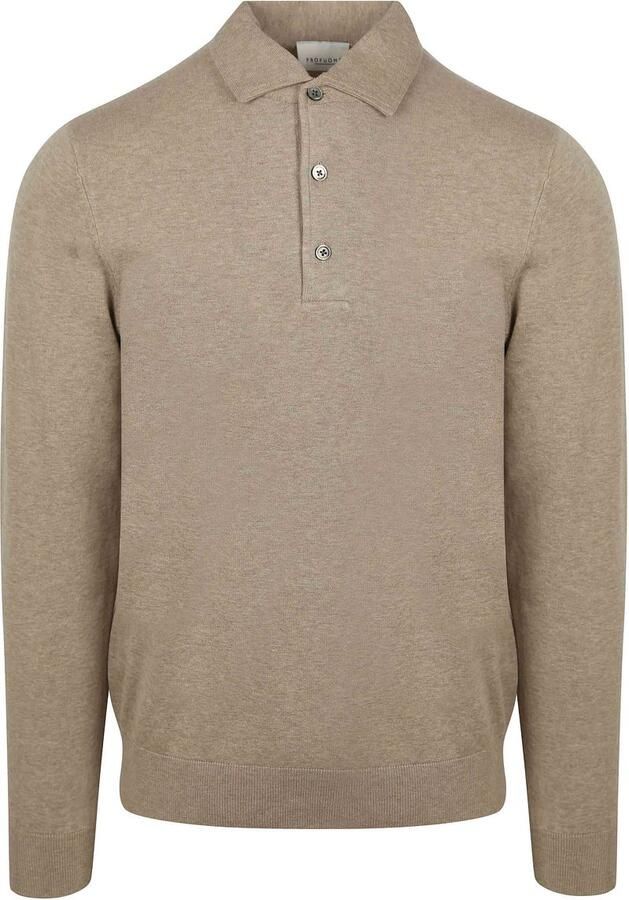 PROFUOMO Heren Truien & Vesten Polo Onepiece Luxury Basic Beige - Foto 9