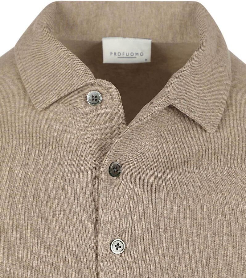 PROFUOMO Heren Truien & Vesten Polo Onepiece Luxury Basic Beige - Foto 6