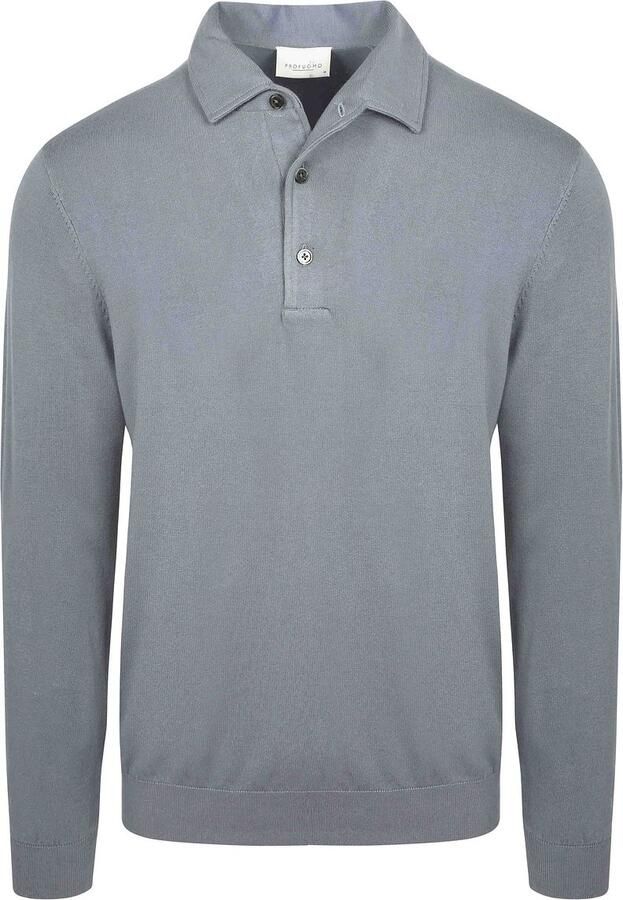 Profuomo Longsleeve Poloshirt Luxury Basic Blauw