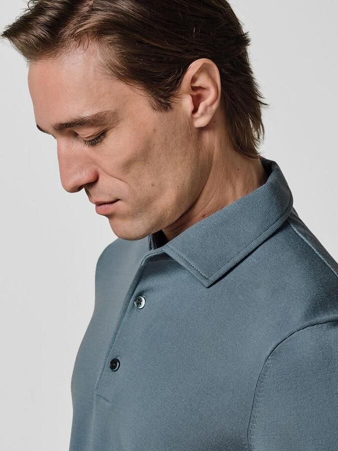 Profuomo Longsleeve Poloshirt Luxury Basic Blauw - Foto 2