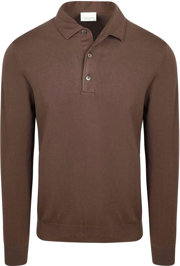 Profuomo Longsleeve Poloshirt Luxury Basic Bruin