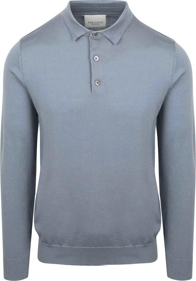 Profuomo Longsleeve Poloshirt Merinowol Blauw