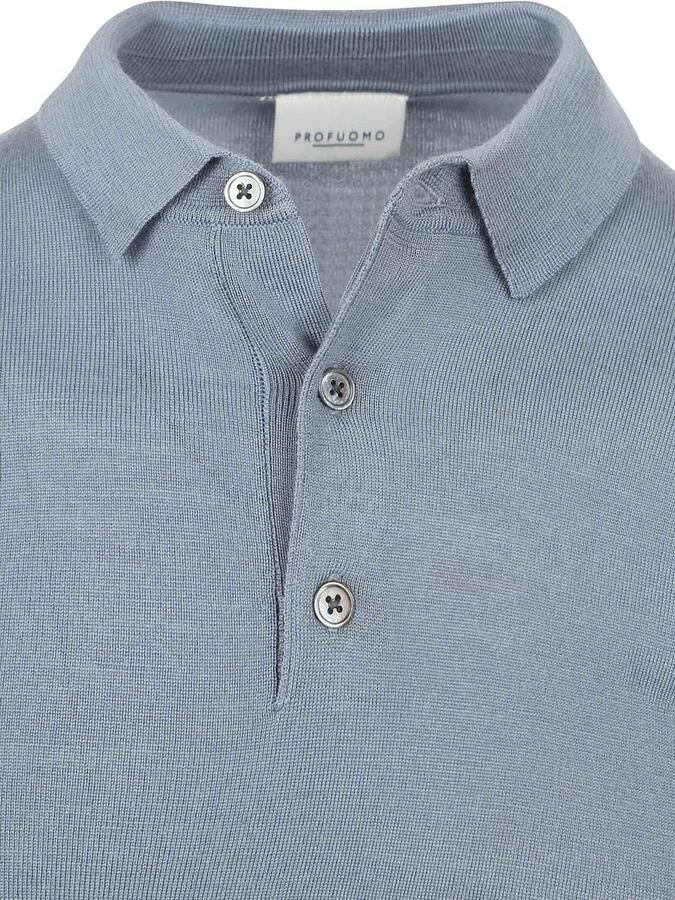 Profuomo Longsleeve Poloshirt Merinowol Blauw - Foto 5