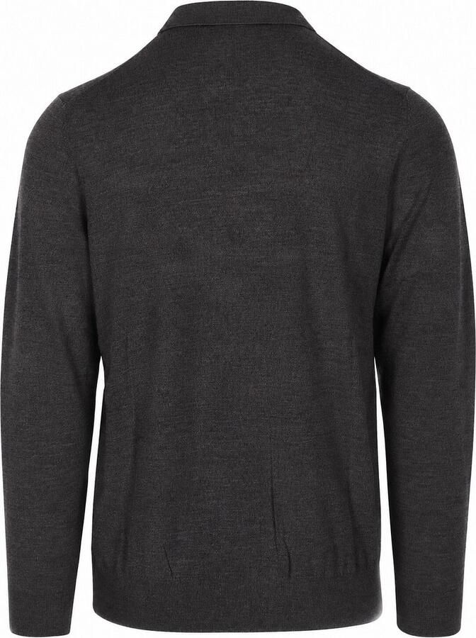Profuomo Polo Shirt Lange Mouw Longsleeve Poloshirt Merinowol Donkerbruin - Foto 6