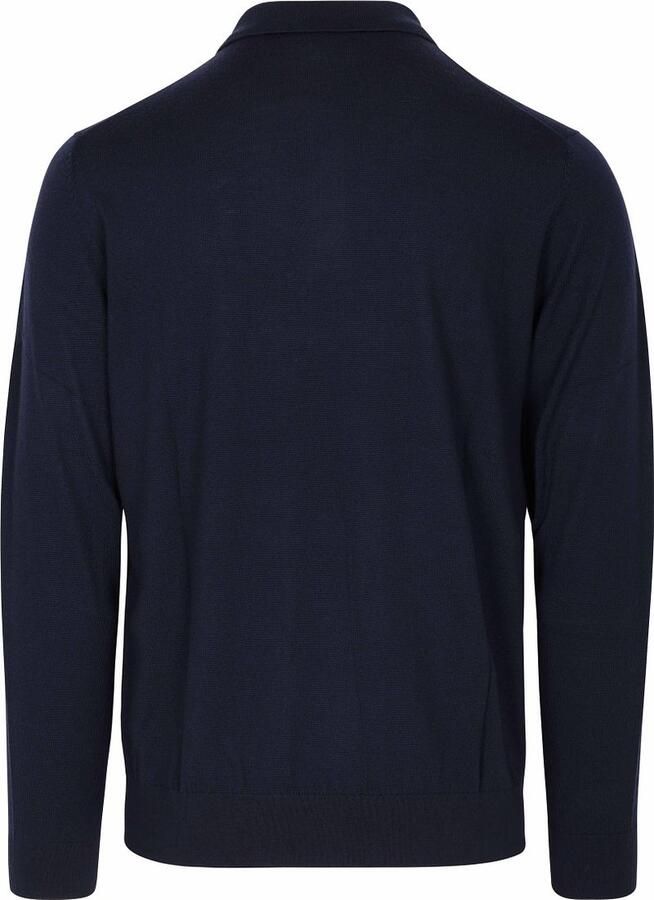 Profuomo Polo Shirt Lange Mouw Longsleeve Poloshirt Merinowol Navy - Foto 2