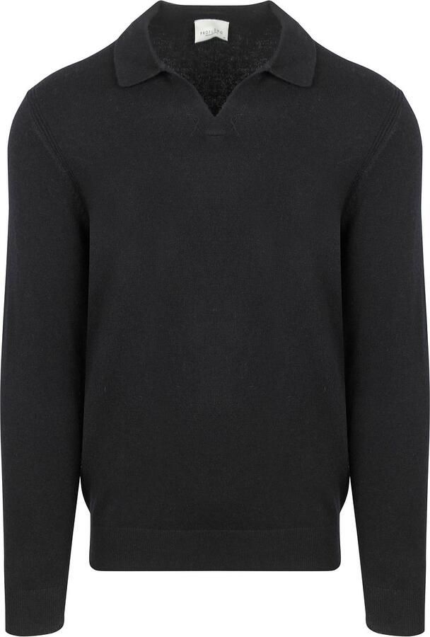 Profuomo Sweater Longsleeve Poloshirt Wol Blend Navy