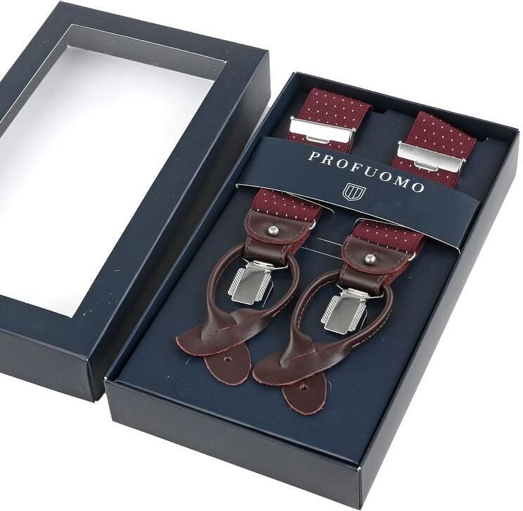 Profuomo Kostuum Luxe Bretel Bordeaux-Wit