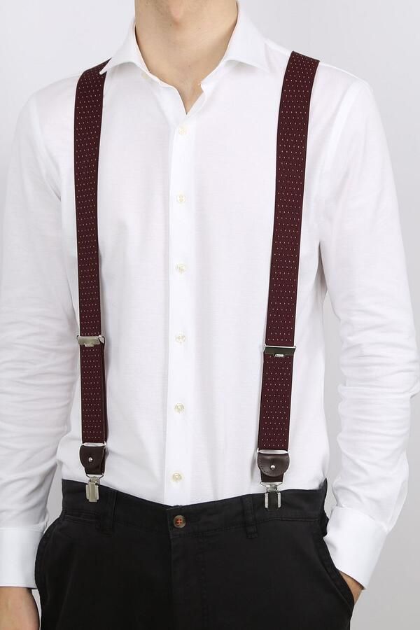 Profuomo Kostuum Luxe Bretel Bordeaux-Wit - Foto 3