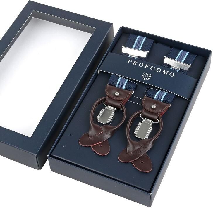 Profuomo Gestreepte Bretels Marineblauw Blue Heren - Foto 4
