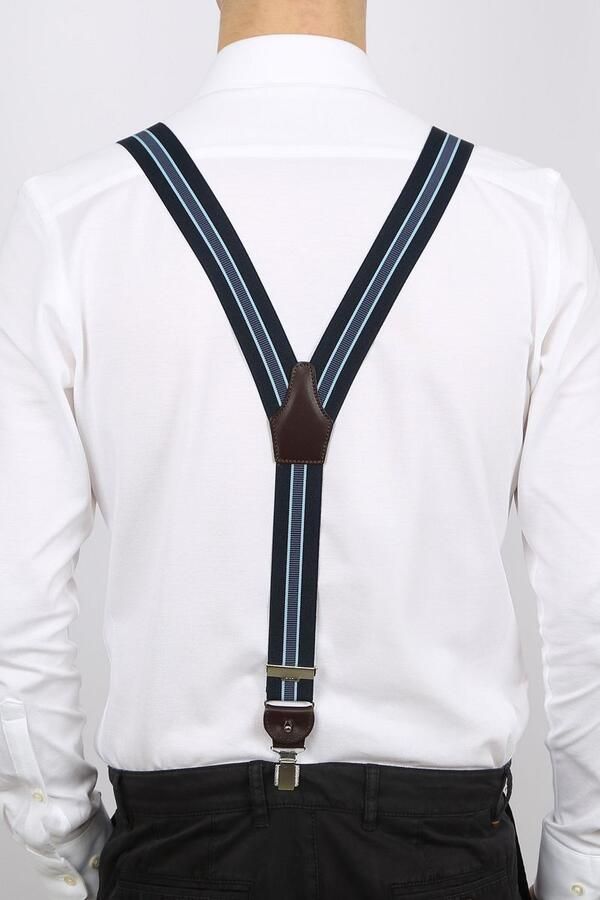 Profuomo Gestreepte Bretels Marineblauw Blue Heren - Foto 3