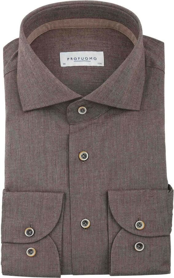 PROFUOMO Heren Overhemden Shirt Cutaway Sc Sf Taupe - Foto 3
