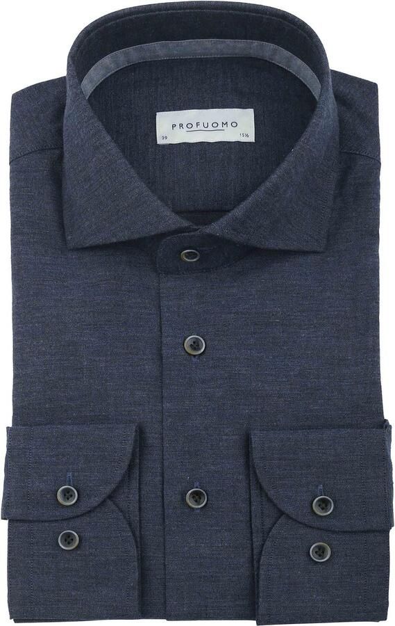 Profuomo Heren Cutaway Overhemd Elegant Donkerblauw Blue Heren - Foto 5