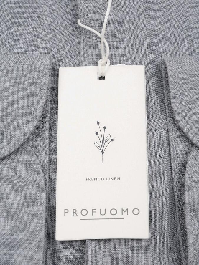 Profuomo Overhemd Linnen Blauw - Foto 4