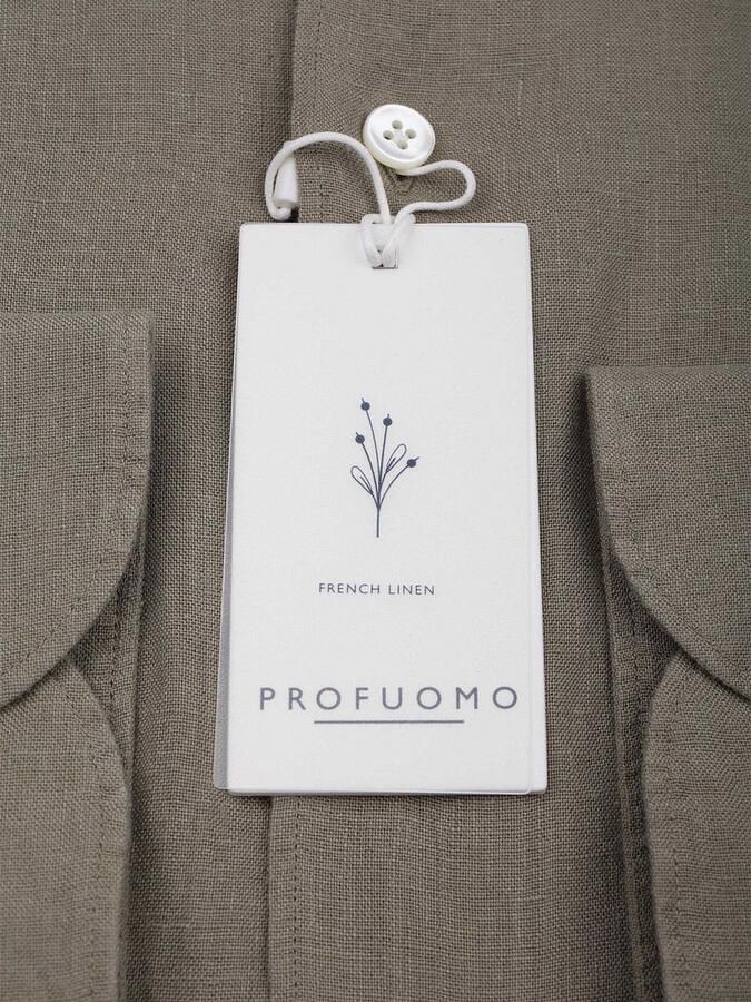 Profuomo Overhemd Lange Mouw Overhemd Linnen Groen - Foto 4