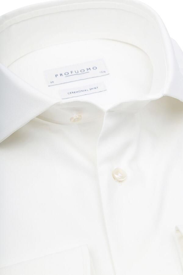 Profuomo Witte Overhemdjurk van Katoen Slim Fit White Heren - Foto 6