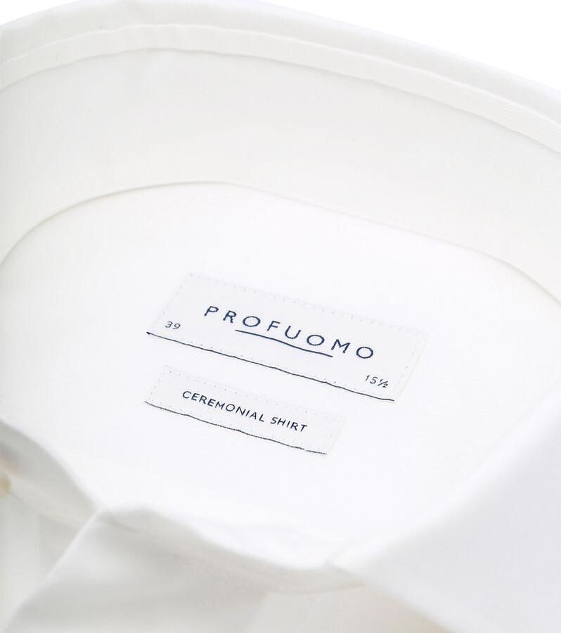 Profuomo Witte Overhemdjurk van Katoen Slim Fit White Heren - Foto 2