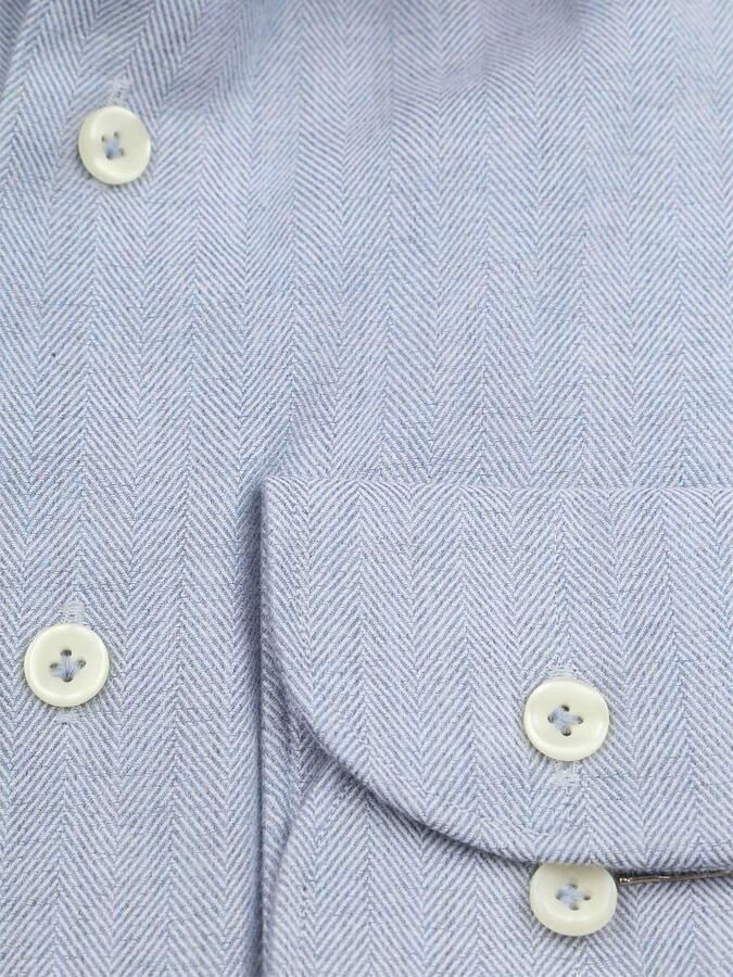 Profuomo Overhemd Peached Herringbone Flanel Blauw - Foto 3