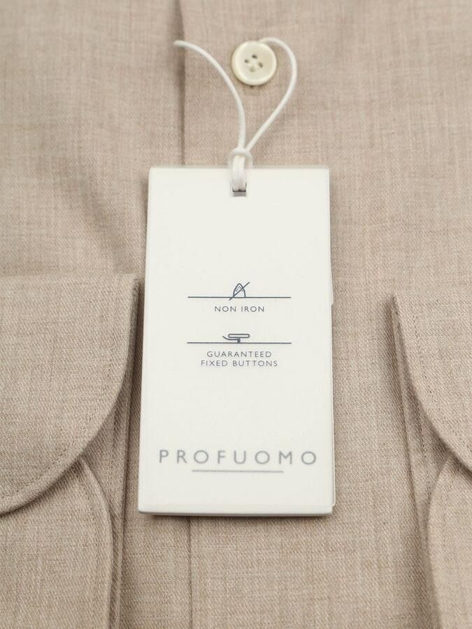 Profuomo Overhemd Peached Twill Flanel Beige - Foto 4