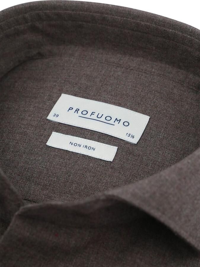 Profuomo Overhemd Peached Twill Flanel Bruin - Foto 3