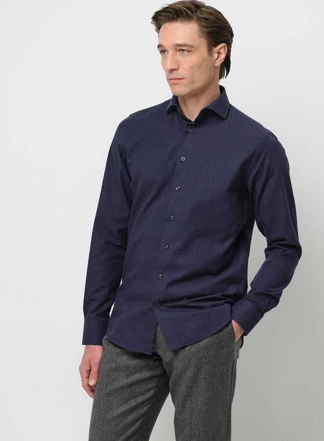 Profuomo Overhemd Peached Twill Flanel Navy - Foto 5