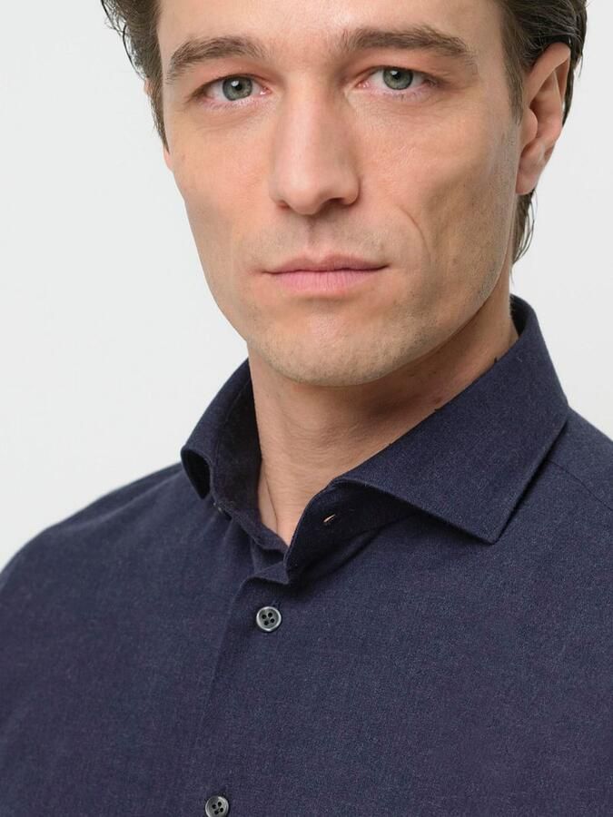 Profuomo Overhemd Peached Twill Flanel Navy - Foto 2