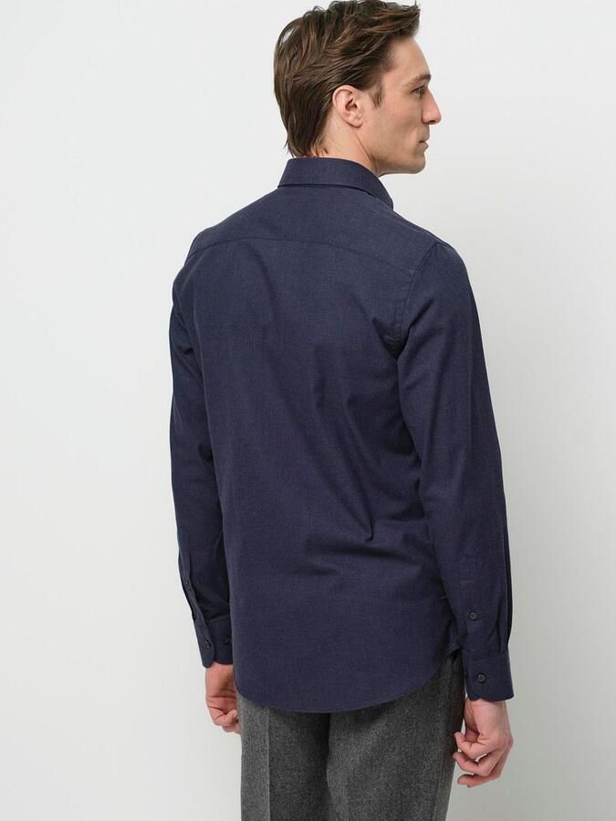 Profuomo Overhemd Peached Twill Flanel Navy - Foto 3