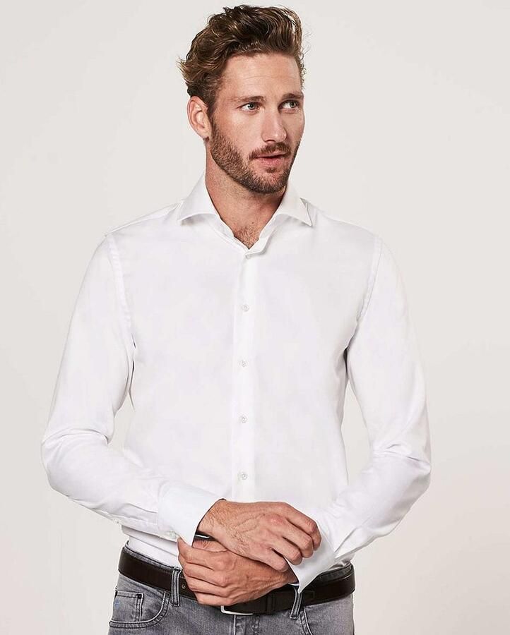 Profuomo Witte Business Overhemd van Katoen White Heren - Foto 8