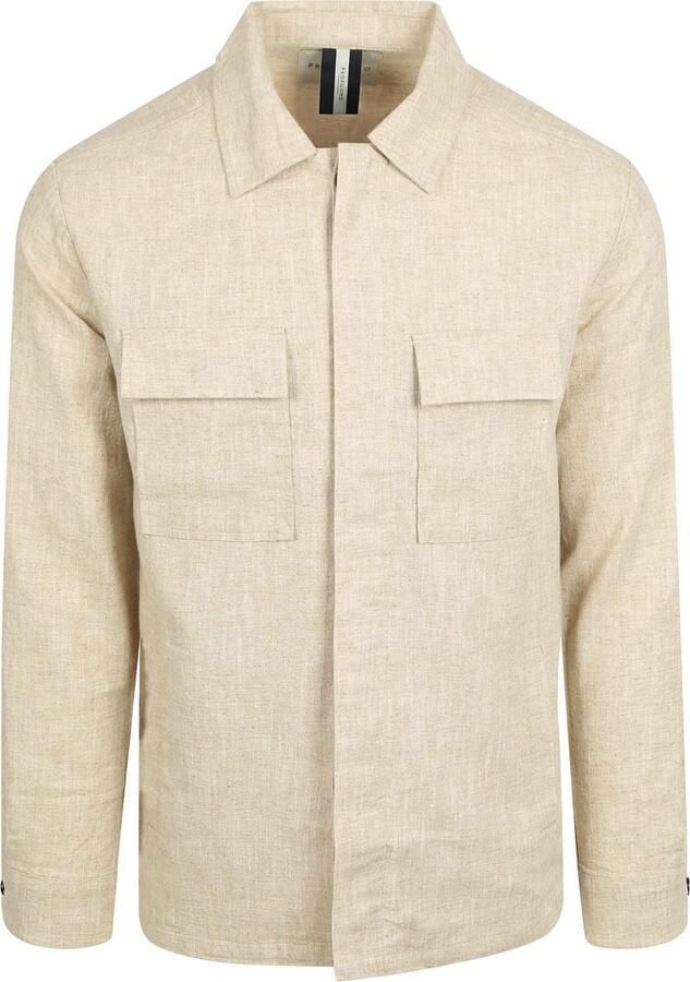 PROFUOMO Heren Overshirts Overshirt Cotton Linen Zand - Foto 8