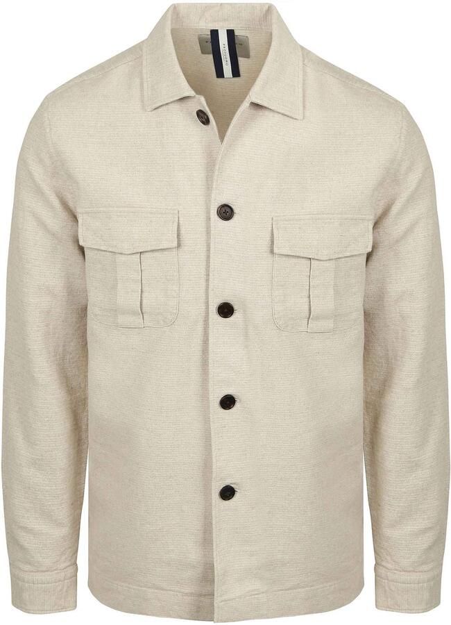 Profuomo Onderhemd Overshirt Raw Cotton Linen Ecru - Foto 5